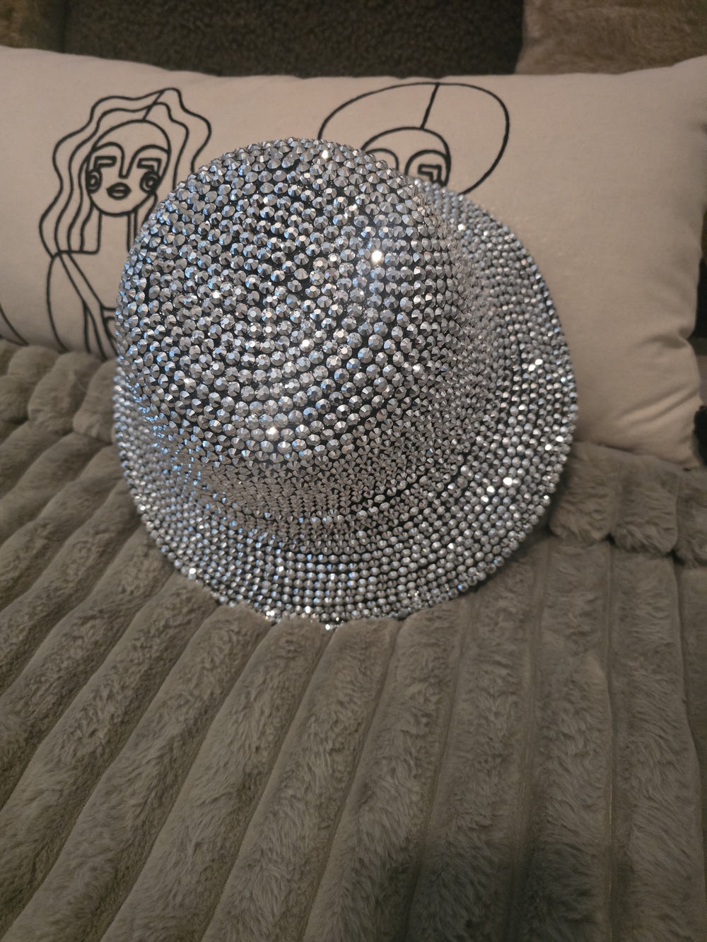 Silver Crystal-Embellished Bucket Hat - Women Accessories